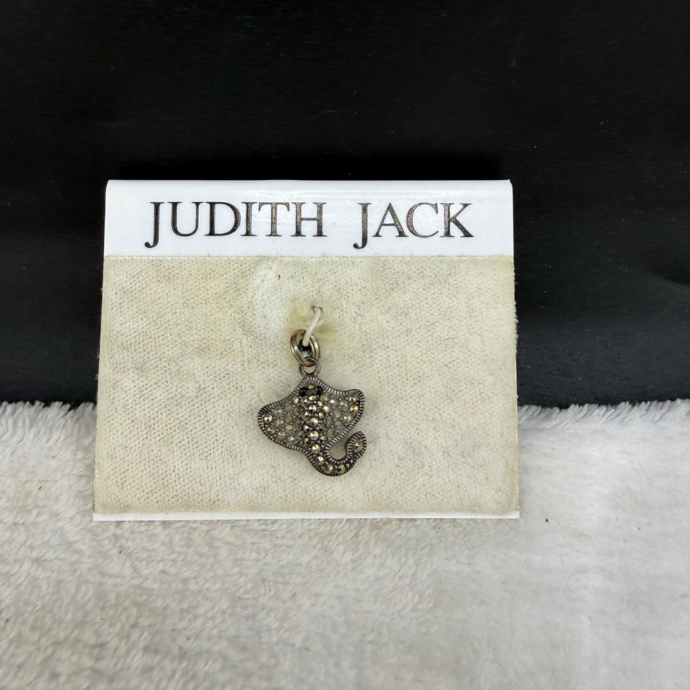 Vintage Judith Jack Stingray Pendant Silver Marcasite Enamel Charm READ